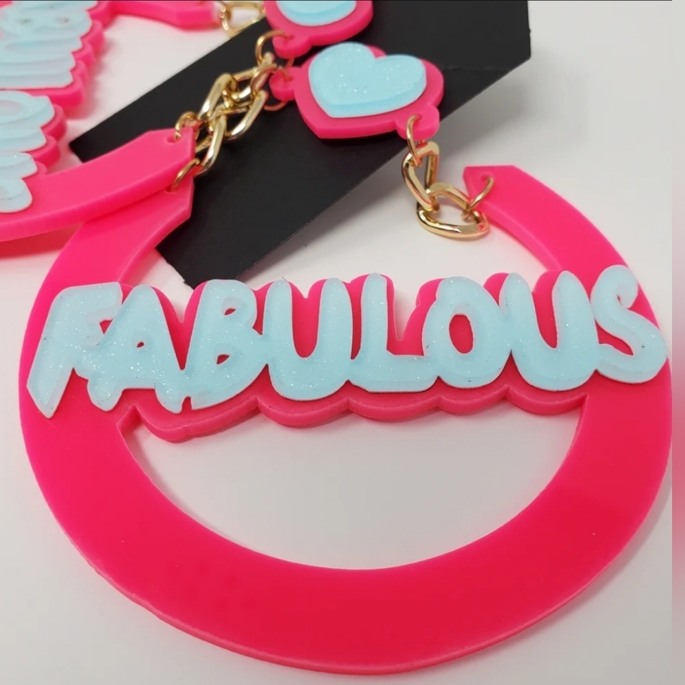 Pink and Blue 'Fabulous' Hoop Earrings